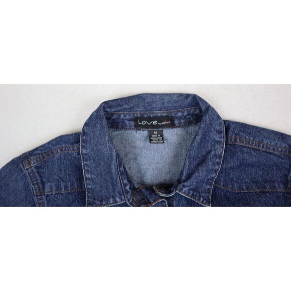 WOMEN'S DARK WASH DENIM TUNIC SHIRT DRESS - LONG SLEEVE - LOVE BY CHESLEY - M - Picture 7 of 10